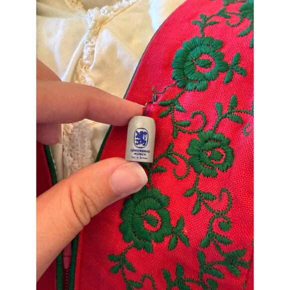 Vintage Hancke Dirndl Dress Red Size 36 US Size 4 Oktoberfest Beer Girl - Picture 3 of 10